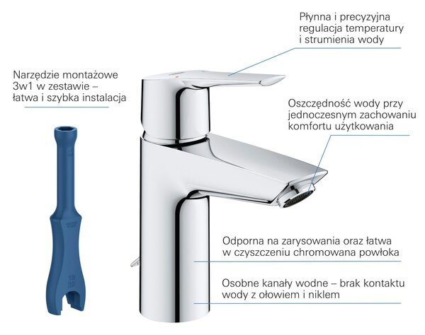Grohe Start baterie lavoar stativ StarLight Chrome 32277002