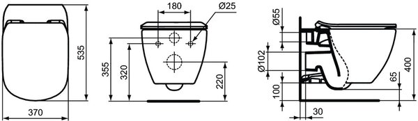 Ideal Standard Tesi vas wc agăţat alb T007901