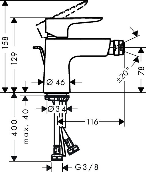 Hansgrohe Talis E baterie bideu stativ negru 71720670