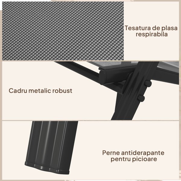 Outsunny Set 6 Piese Scaune de Gradina cu Cotiere, Scaune de Exterior Stivuibile din Metal si Tesatura Respirabila, Maro | Aosom Romania