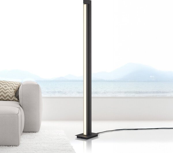 PURE Lampadar LED Lines, antracit, telecomandă, 140 cm, reglabil, Negru, Camera de zi / sufragerie, Metal, Modern