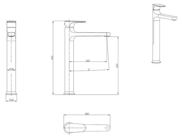 Cersanit Inverto baterie lavoar stativ auriu S951-298