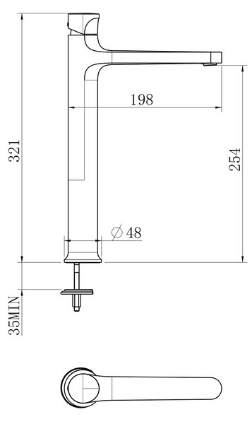 Cersanit Inverto baterie lavoar stativ auriu S951-298