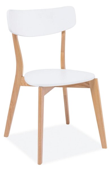 Scaun bucatarie MOSSO, alb/stejar, lemn de stejar, 46x43x78 cm