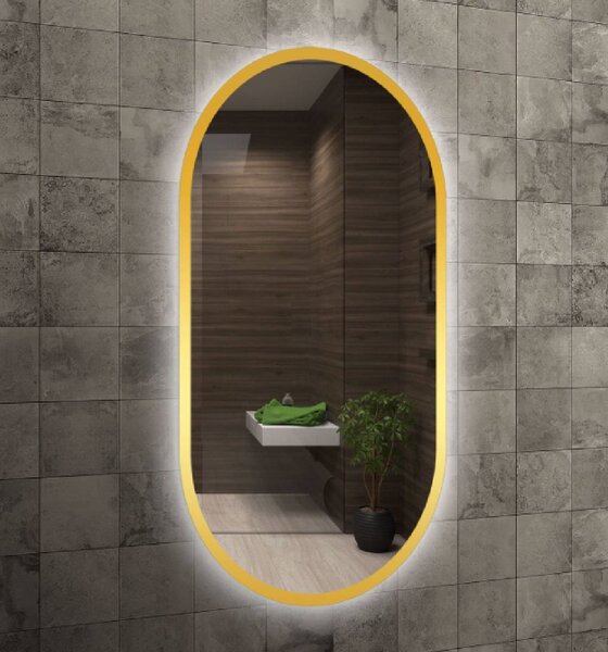 Venti Oslo oglindă 50x90 cm oval cu iluminare auriu 5907722357007