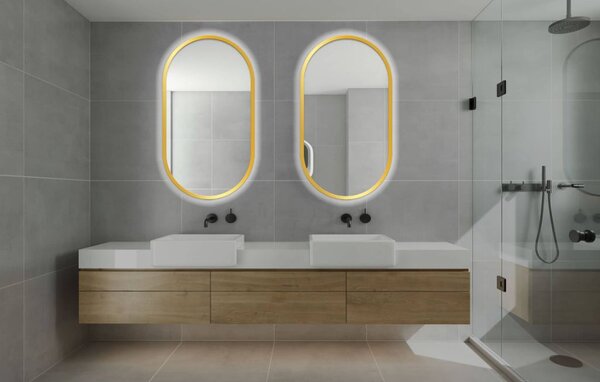 Venti Oslo oglindă 50x90 cm oval cu iluminare auriu 5907722357007