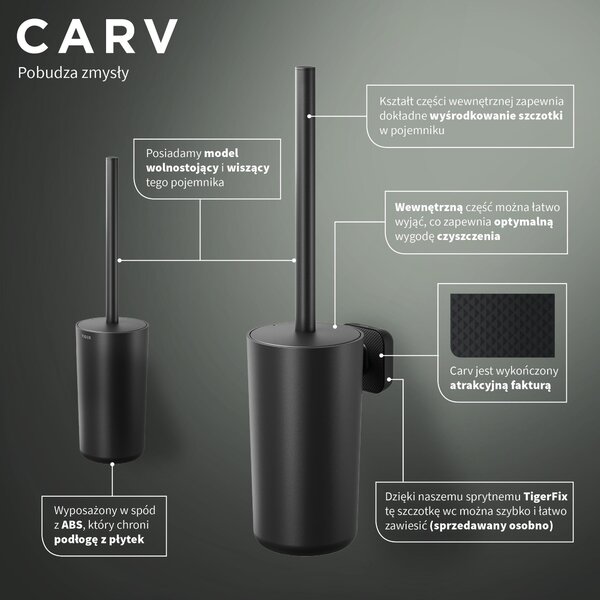 Tiger Carv perie de toaletă stativ negru 800246