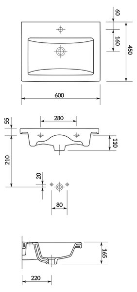 Cersanit Tirso lavoar cu dulap 60 cm fără S801-541