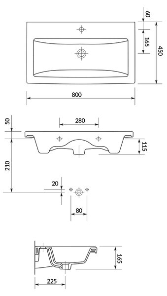 Cersanit Tirso lavoar cu dulap 80 cm fără S801-543
