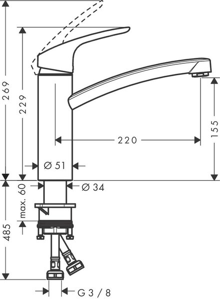Hansgrohe Focus M41 baterie bucătărie pe picior crom 31806000