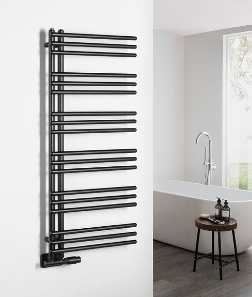 Aqualine Poseidon calorifer de baie scară 114x45 cm negru PS411B