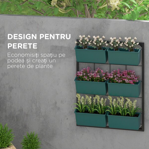 Outsunny Jardiniera de perete pe 3 nivele cu 6 ghivece pentru int | Aosom Romania
