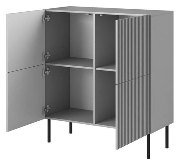 Comoda ASENSIO, gri mat/negru, PAL laminat, 100x42x110 cm