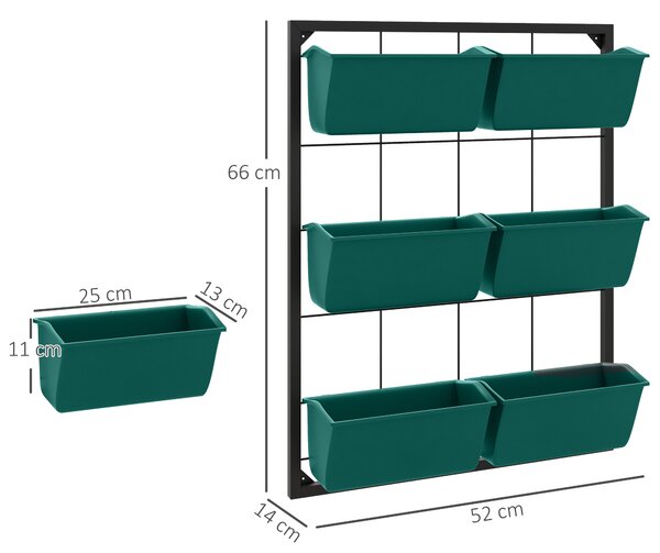 Outsunny Jardiniera de perete pe 3 nivele cu 6 ghivece pentru int | Aosom Romania