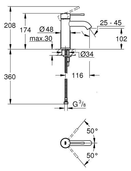 Grohe Essence baterie lavoar stativ Brushed Cool Sunrise 23590GN1