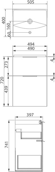 Cersanit City lavoar cu dulap 50.5 cm alb S801-421