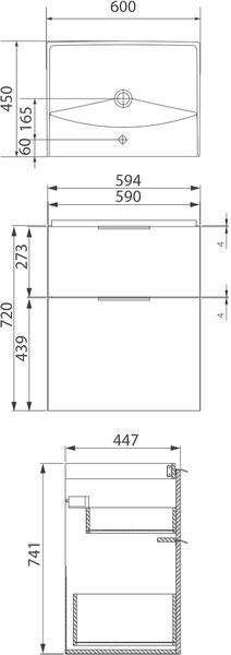 Cersanit City lavoar cu dulap 60 cm alb S801-422