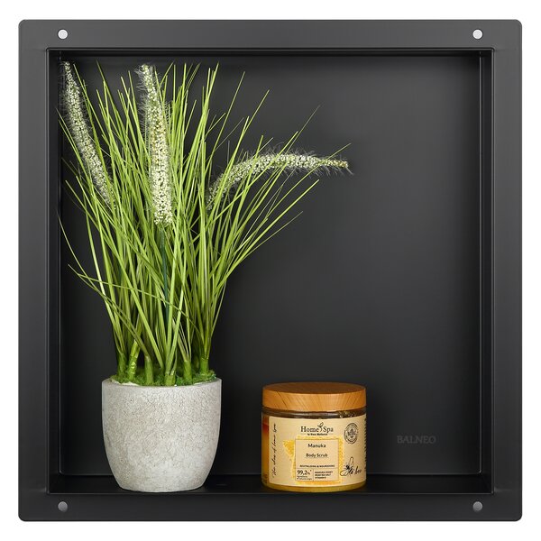 Balneo Wall-Box No Rim Black raft de nișă 30 cm negru OB-BL1-NR