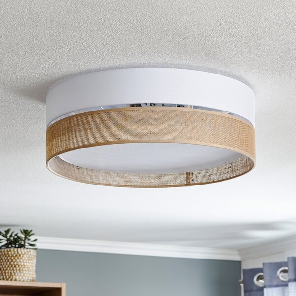 TK Lighting Plafonieră Linobianco, Ø 45 cm, reglabil, Camera de zi / sufragerie, Țesătură / Textil, Modern