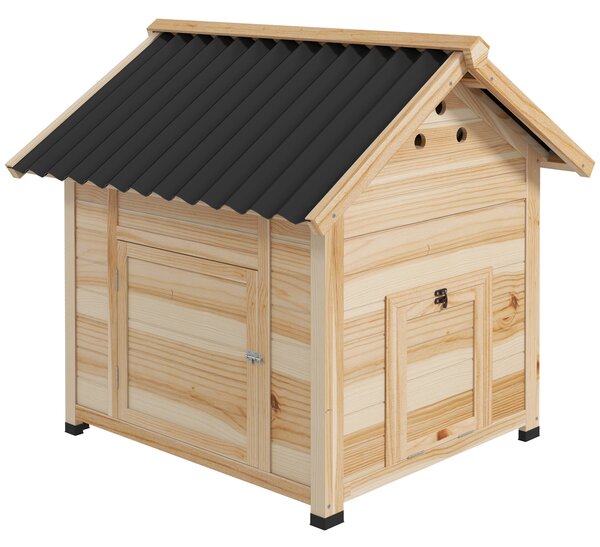 PawHut Căsuță pentru Rațe de Exterior, Adăpost pentru Rațe cu Rampă, Podea Detașabilă, Acoperiș Înclinat și Orificii de Ventilație, 78x90x92 cm, Lemn | Aosom Romania