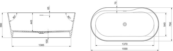 Roca Raina cadă freestanding 159x79 cm ovală alb A248466000