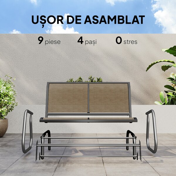 Outsunny Banca Tip Leagan 2 Locuri din Metal, Negru, 123x70x87 cm | Aosom Romania