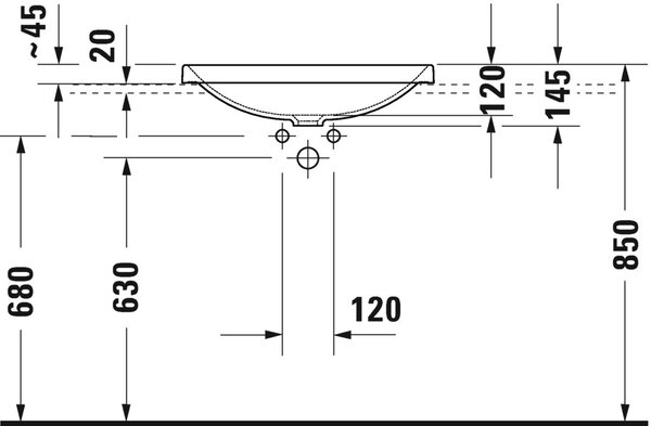 Duravit D-Neo lavoar 60x44 cm dreptunghiular încastrat alb luciu 0358600079