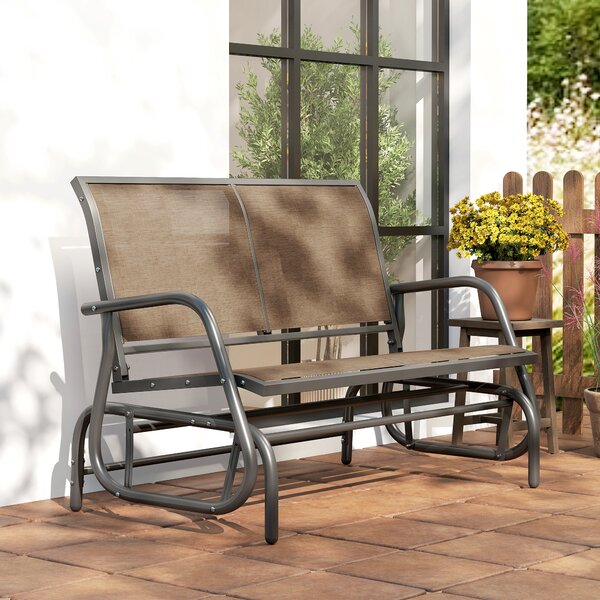 Outsunny Banca Tip Leagan 2 Locuri din Metal, Negru, 123x70x87 cm | Aosom Romania