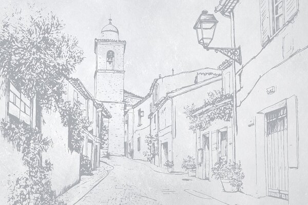 Tapet Strada orașului, arhitectură frumoasă, clădiri, Marea Mediterană, culori albastre, Fototapet Provence, w03346v1 : Uwalls.ro