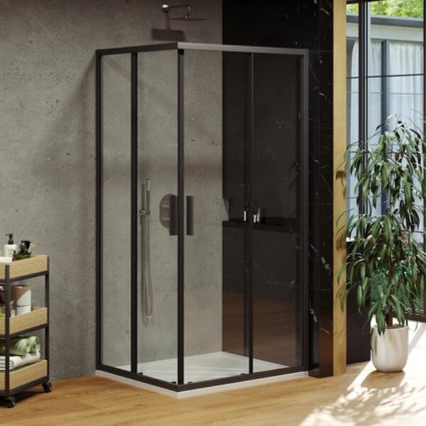Ravak Blix cabină de duș 90x90 cm pătrat negru mat/sticlă transparentă X1LM70300Z1