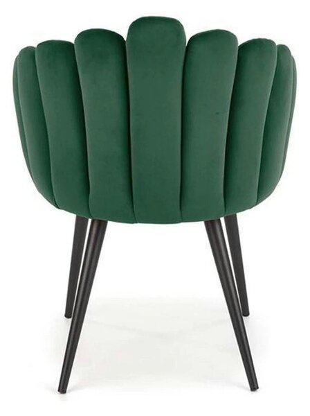 Scaun tapitat K410, verde/negru, stofa catifelata/metal, 65x62x85 cm