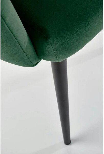 Scaun tapitat K410, verde/negru, stofa catifelata/metal, 65x62x85 cm