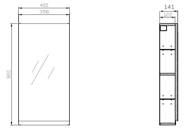 Cersanit Moduo dulap 40x14.4x80 cm laterala pe perete alb S590-030