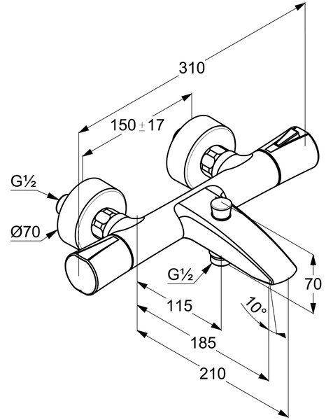 Kludi Zenta baterie cadă-duș perete cu termostat crom 351010538