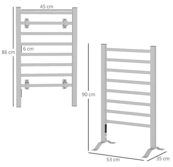 HOMCOM Uscător Electric de Prosoape pentru Perete sau Podea cu Timer și 8 Bare 53x35x90 cm Negru | Aosom Romania