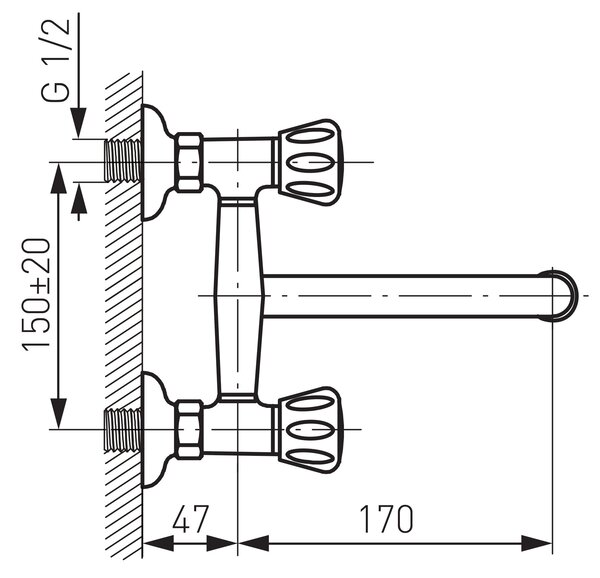 Ferro Standard baterie bucătărie perete crom BST5