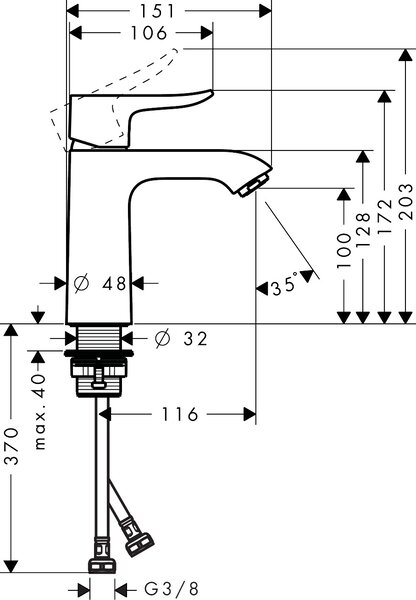 Hansgrohe Metris baterie lavoar stativ crom 31084000