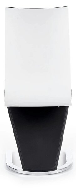 Scaun tapitat K194, negru/alb/crom, piele ecologica/metal, 45X58X99 CM