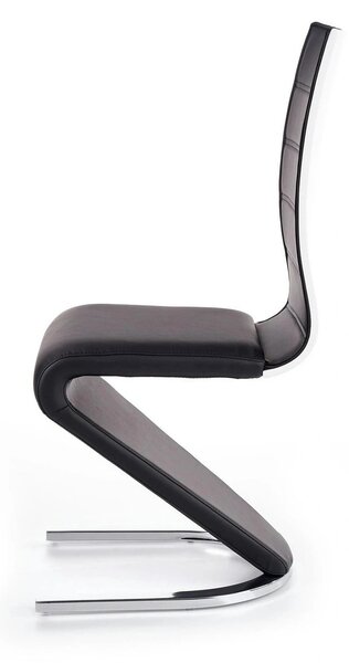 Scaun tapitat K194, negru/alb/crom, piele ecologica/metal, 45X58X99 CM