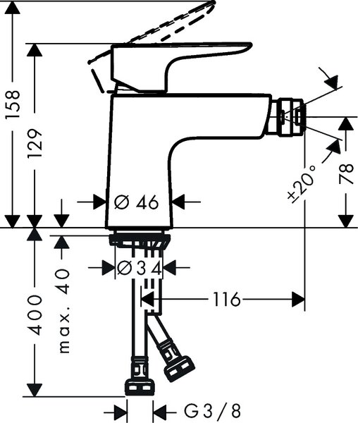 Hansgrohe Talis E baterie bideu stativ crom 71721000