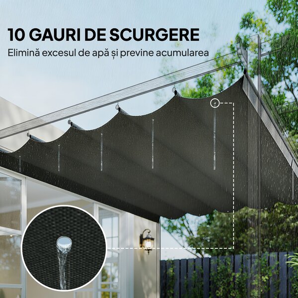 Outsunny Tettuccio di Ricambio per Gazebo 3x3 m con 10 Fori di Drenaggio Grigio | Aosom Romania