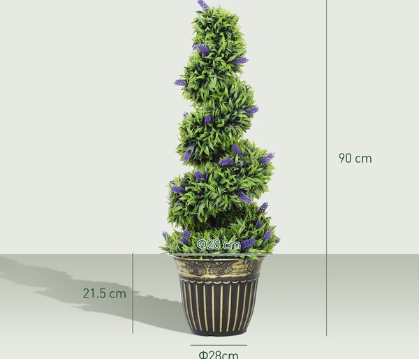 HOMCOM Set de Două Plante Artificiale Lavandă 90 cm | Aosom Romania