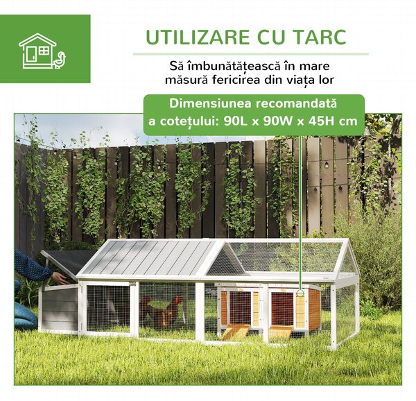 PawHut Coteț din Lemn pentru Găini cu Cuib și Acoperiș Rabatabil, pentru 4-8 Păsări | Aosom Romania