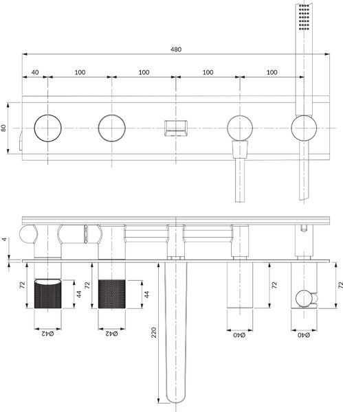 Omnires Contour baterie cadă-duș ascuns || CT8037/1AT