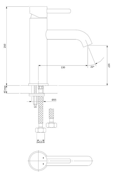 Omnires Y baterie lavoar stativ crom Y1213MAXCR