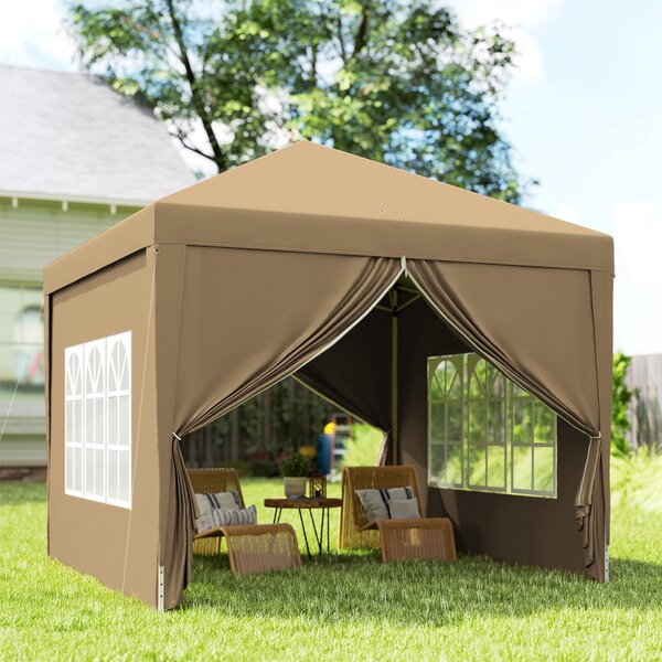 Foisor de gradina pliabil Outsunny din otel si tesatura Oxford cu funii si cuie incluse, 2,95x2,95x2,58 m, alb | Aosom Romania