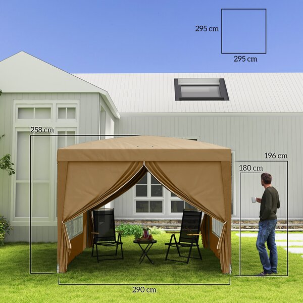 Foisor de gradina pliabil Outsunny din otel si tesatura Oxford cu funii si cuie incluse, 2,95x2,95x2,58 m, alb | Aosom Romania