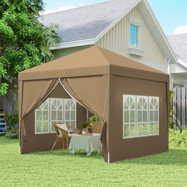 Foisor de gradina pliabil Outsunny din otel si tesatura Oxford cu funii si cuie incluse, 2,95x2,95x2,58 m, alb | Aosom Romania