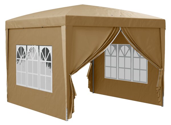 Foisor de gradina pliabil Outsunny din otel si tesatura Oxford cu funii si cuie incluse, 2,95x2,95x2,58 m, alb | Aosom Romania