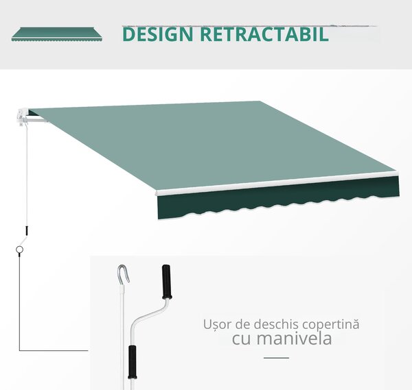Perdea Rulou Manuală Verde, Protecție UV și Intimitate, 2.5x2m | Aosom Romania